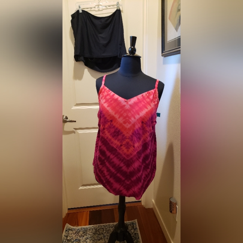 AquaGreen - Vibrant Pink Tie-Dye Women's Swim Top (TOP ONLY)